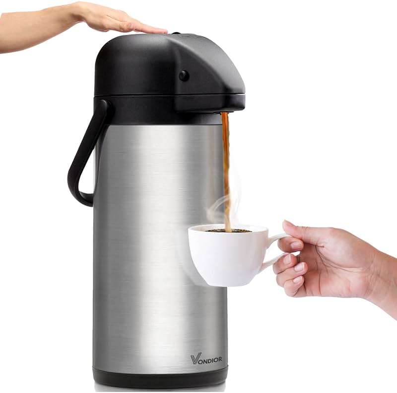 Coffee Carafe for Keeping Hot - 102oz/3L Airpot Coffee Dispenser with Pump - Insulated Stainless Steel Hot Beverage Dispenser for Parties - Thermal Carafe for Hot Drinks Water Tea Chocolate - Image 1