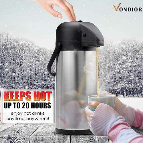 Coffee Carafe for Keeping Hot - 102oz/3L Airpot Coffee Dispenser with Pump - Insulated Stainless Steel Hot Beverage Dispenser for Parties - Thermal Carafe for Hot Drinks Water Tea Chocolate - Image 3