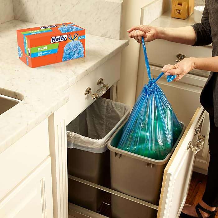 Hefty Blue Trash Bags, Blue, 13 Gallon, 60 Count - Image 2