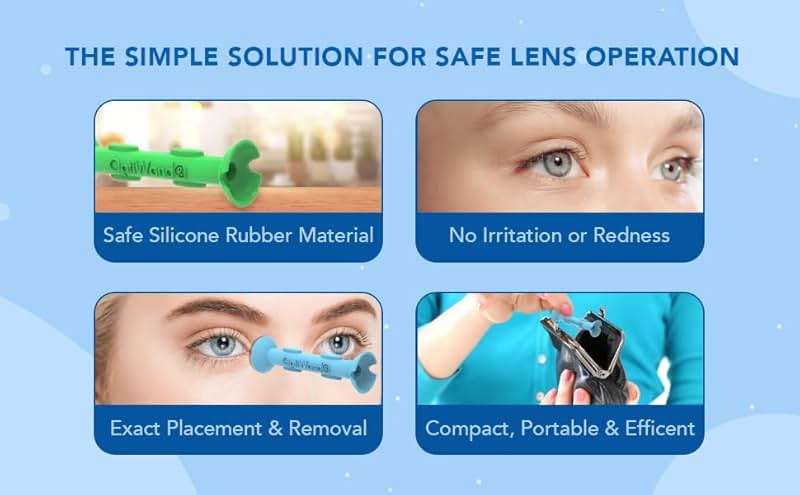 OptiWand - Portable Soft Contact Lens Removal & Insertion Tool - Silicone Rubber Eye Lens Inserter & Remover Device with Pincher End & Finger Grips - Safe & Easy to Use, Travel Size – 1.75" - Image 9
