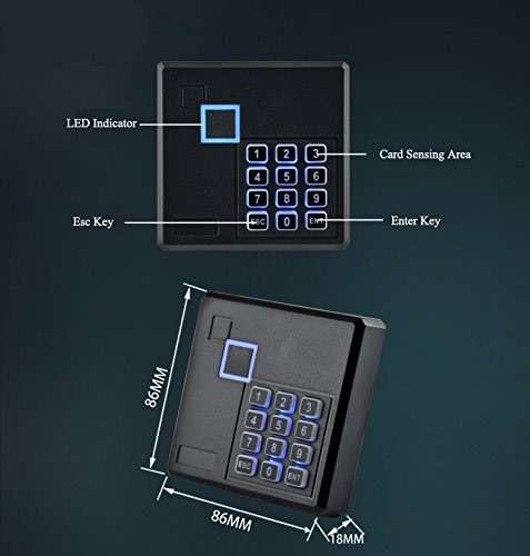 MENGQI-CONTROL Proximity RFID ID Card Door Access Control Keypad Reader 125KHz Wiegand 26/34 Bit Black Color - Image 2
