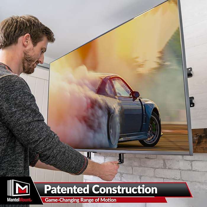 MantelMount- MM340 Above Fireplace Pull Down TV Mount- Televisions 44" to 80" Up to 90 lbs - Safe Auto-Adjusting TV Mounts - Patented Motion Stops, Handles, Balancing Technology - Superior Steel - Image 4