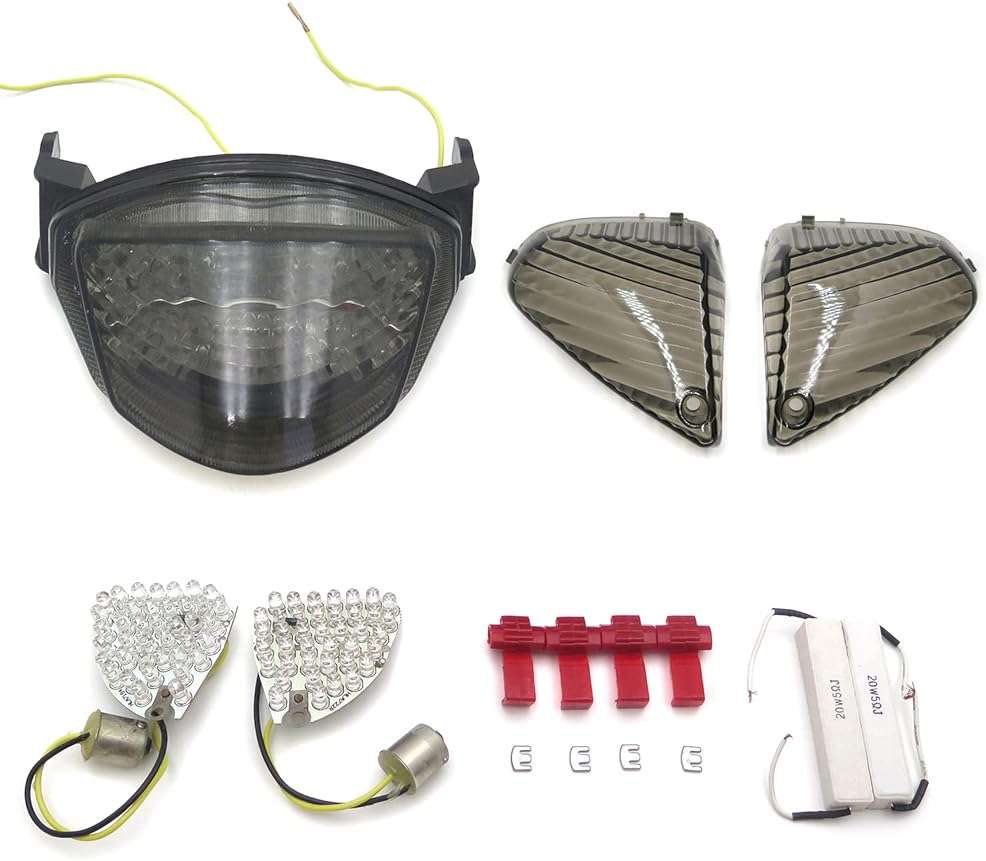 HTTMT - For 2005 2006 Suzuki GSXR 1000 GSX-R1000 Smoke LED Turn Signal Tail lights lens [P/N: MT196+181-SM] - Image 1