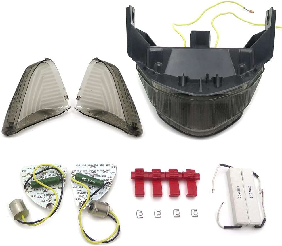 HTTMT - For 2005 2006 Suzuki GSXR 1000 GSX-R1000 Smoke LED Turn Signal Tail lights lens [P/N: MT196+181-SM] - Image 4