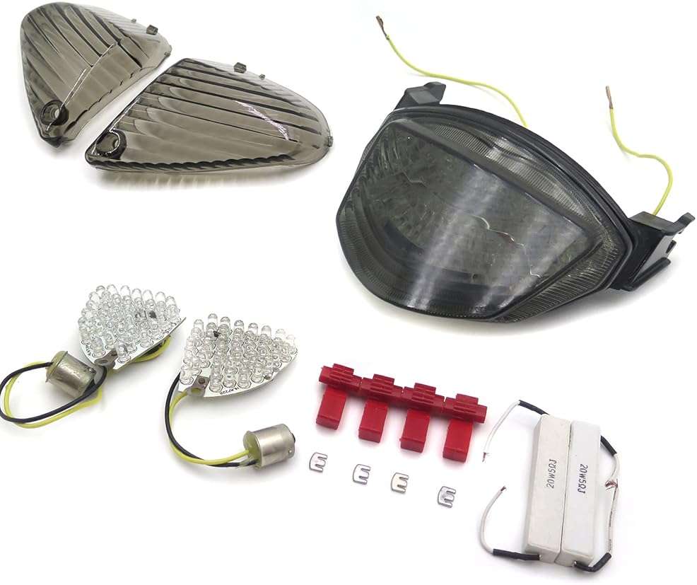 HTTMT - For 2005 2006 Suzuki GSXR 1000 GSX-R1000 Smoke LED Turn Signal Tail lights lens [P/N: MT196+181-SM] - Image 6