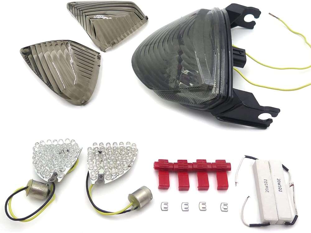 HTTMT - For 2005 2006 Suzuki GSXR 1000 GSX-R1000 Smoke LED Turn Signal Tail lights lens [P/N: MT196+181-SM] - Image 7