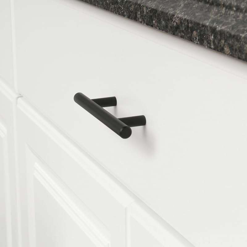 Amazon Basics Euro Bar Cabinet Handles, Drawer Pulls, 5.38-inch Length, 3-inch Hole Center, 1/2-inch Diameter, Matte Black, 10-Pack, AB1500-FB-10 - Image 8