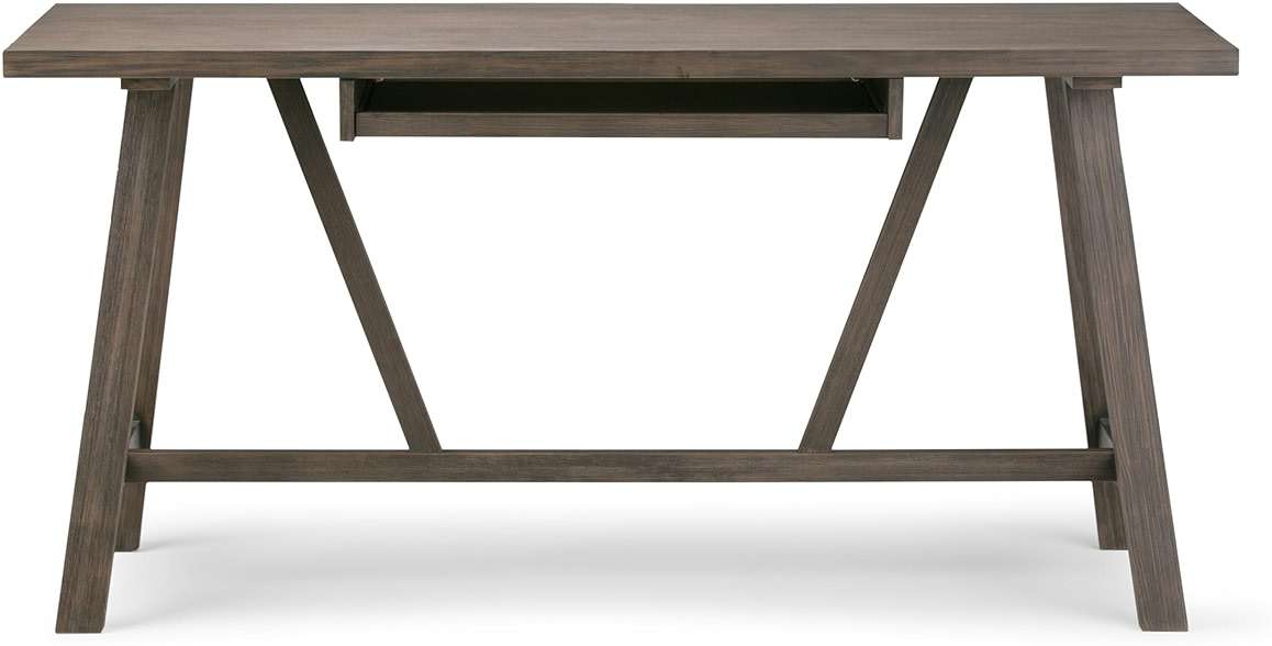 SIMPLIHOME Dylan SOLID WOOD Industrial 60 inch Wide Writing Office Desk in Driftwood for the Office Desk, Writing Table, Workstation and Study Table - Image 5