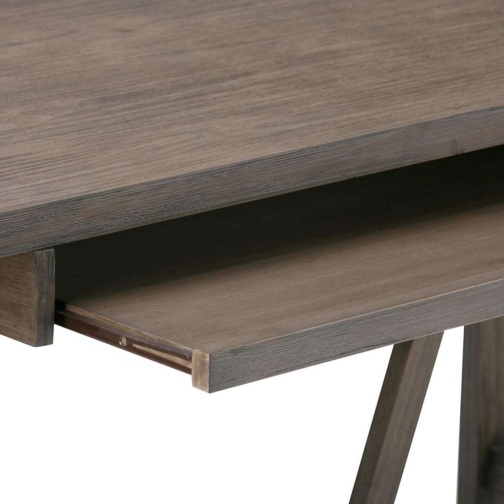 SIMPLIHOME Dylan SOLID WOOD Industrial 60 inch Wide Writing Office Desk in Driftwood for the Office Desk, Writing Table, Workstation and Study Table - Image 6