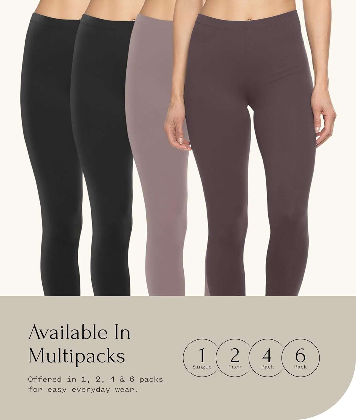 Felina Velvety Super Soft Lightweight Leggings 2 Pack - Yoga Pants, Workout Clothes - Image 2