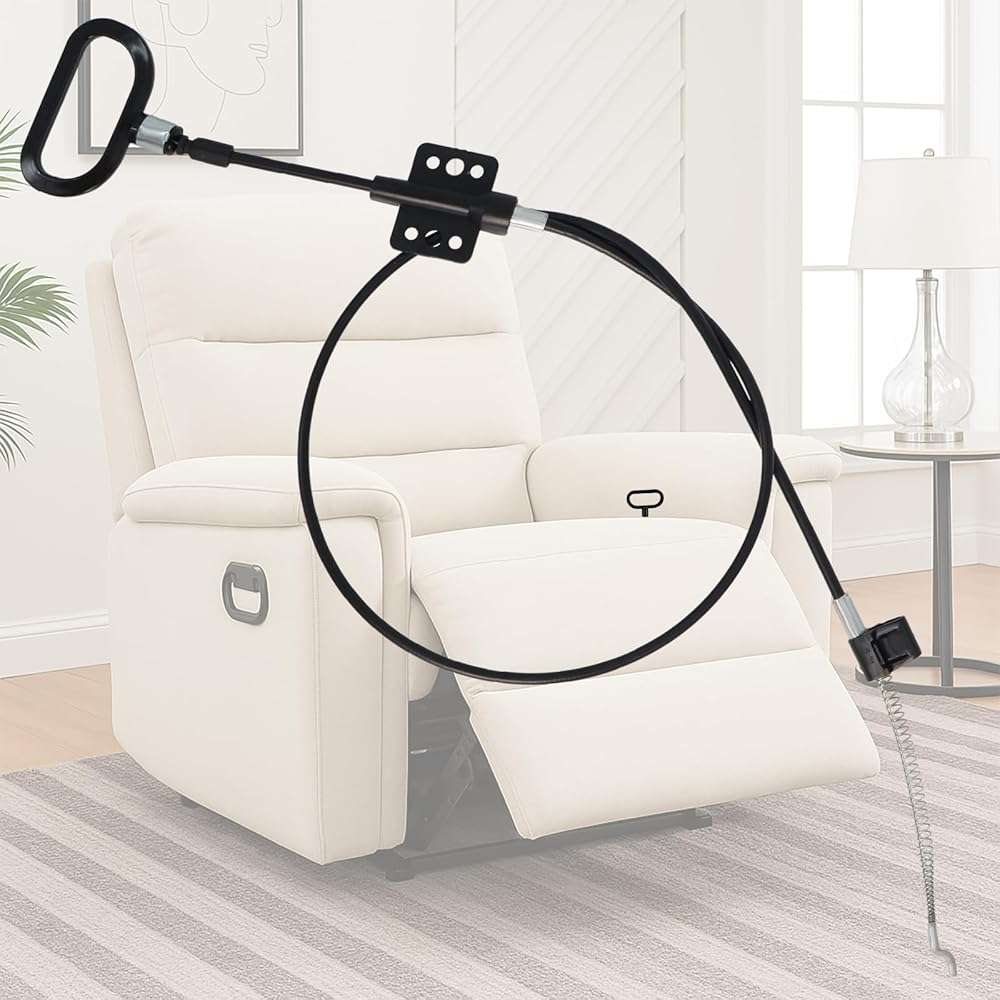 Podoy Recliner Pull Cable 𝟒𝟒.𝟓" Replacement for Sofa Chair Universal 44.5", Recliner Release Cable Replacement D-Ring Pull Handle - Image 1