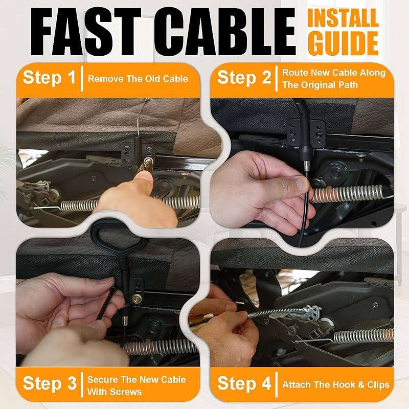 Podoy Recliner Pull Cable 𝟒𝟒.𝟓" Replacement for Sofa Chair Universal 44.5", Recliner Release Cable Replacement D-Ring Pull Handle - Image 6