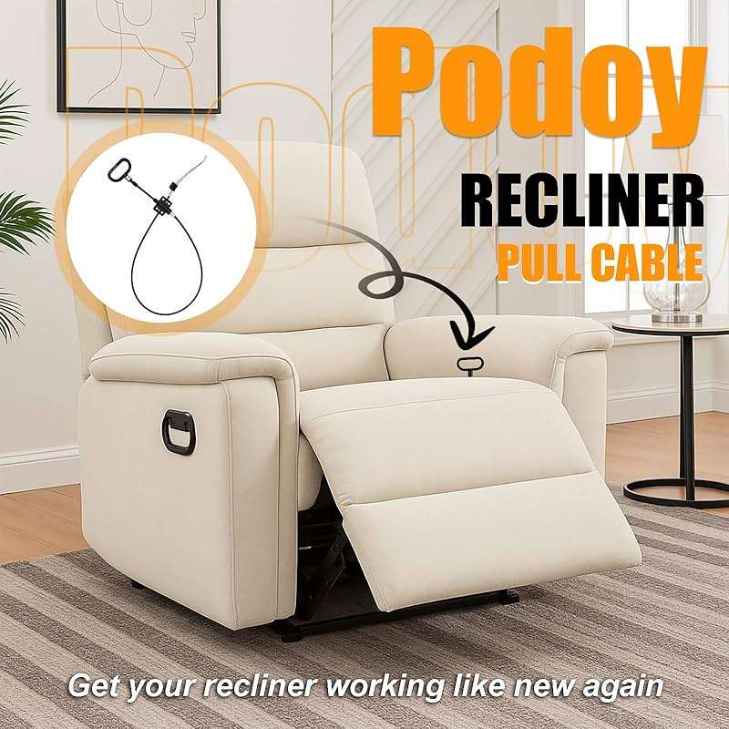 Podoy Recliner Pull Cable 𝟒𝟒.𝟓" Replacement for Sofa Chair Universal 44.5", Recliner Release Cable Replacement D-Ring Pull Handle - Image 7