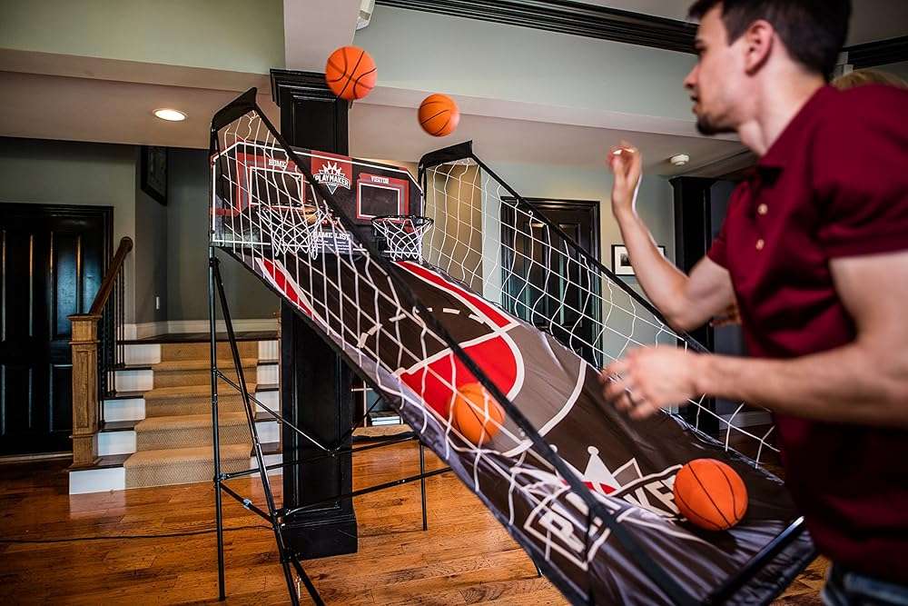 Triumph Playmaker Shootout Basketball Arcade Game – Electronic Scorer, LED Display, 8 Game Modes, 4 Balls, Pump & Quick Connect Frame – Fast-Paced Indoor Fun for Kids, Teens & Family Game Nights - Image 3