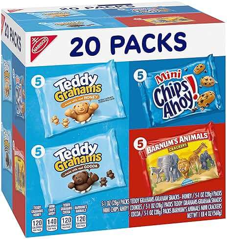Nabisco Fun Shapes Variety Pack, Barnum's Animal Crackers, Teddy Grahams and CHIPS AHOY! Cookies, 20 Snack Packs - Image 11