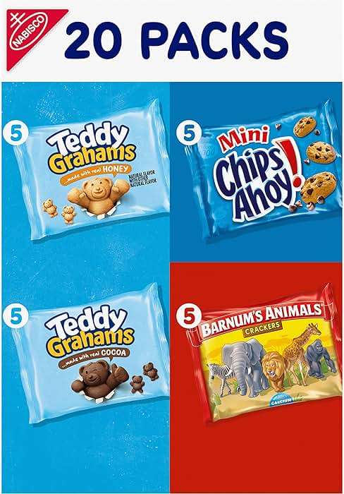 Nabisco Fun Shapes Variety Pack, Barnum's Animal Crackers, Teddy Grahams and CHIPS AHOY! Cookies, 20 Snack Packs - Image 14