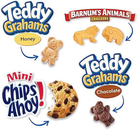 Nabisco Fun Shapes Variety Pack, Barnum's Animal Crackers, Teddy Grahams and CHIPS AHOY! Cookies, 20 Snack Packs - Image 4
