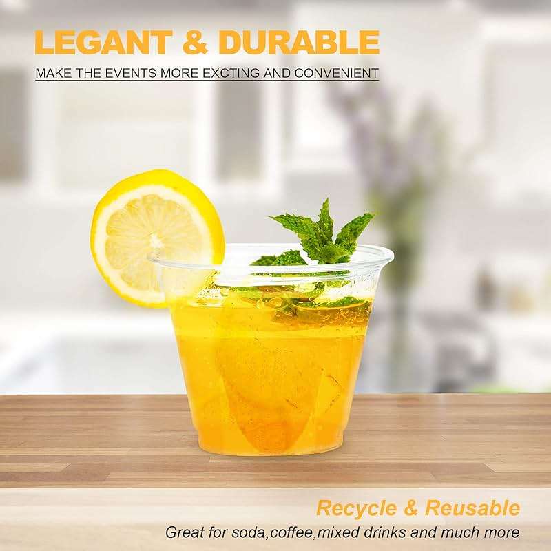 TashiBox [9oz - 150 Cups Plastic Cups Clear - Disposable Tumbler for Cocktails, Wine and More Essential Party Supplies - Image 4