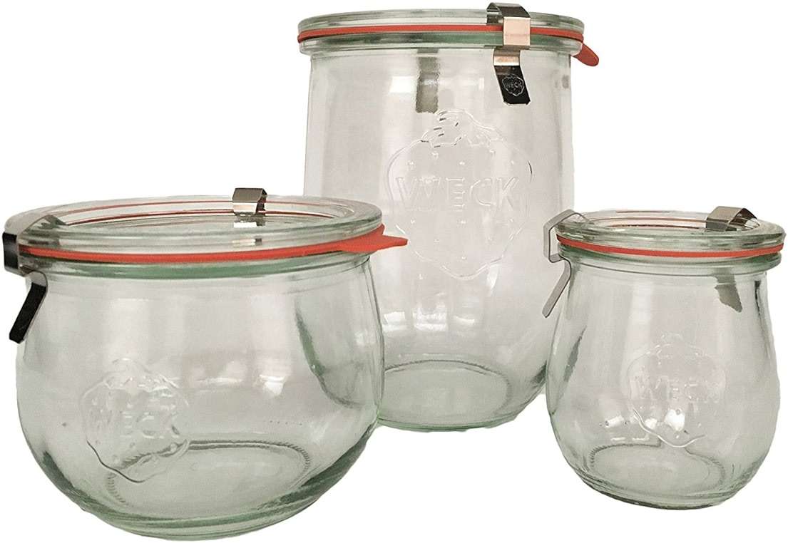 Weck Tulip Jar Combo Pack- (1) 762, (1) 744, (1) 745, (3) glass lids, (3) rubber rings and (6) clamps - Image 2