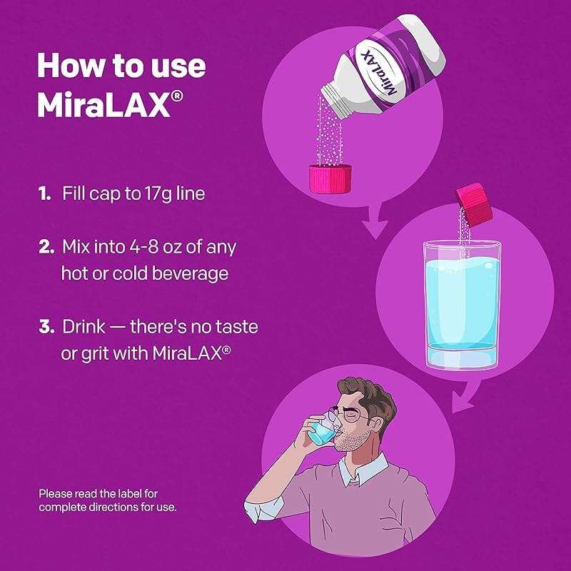 MiraLAX, Laxative Powder, Gentle Constipation Relief for Adults, Stool Softener with PEG 3350, Nonstimulant Laxative, No Harsh Side Effects, Osmotic Laxative, 45 Count - Image 5