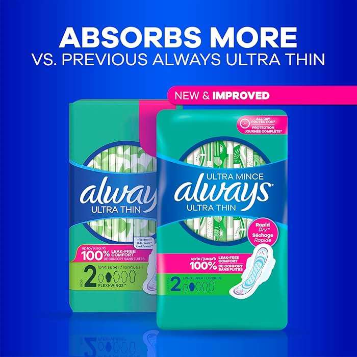 Always Ultra Thin Feminine Pads with Wings for Women, Size 3, Extra Long Super Absorbency, Unscented, Up to 100% Leak-Free Protection, 84 Count Total - Image 7