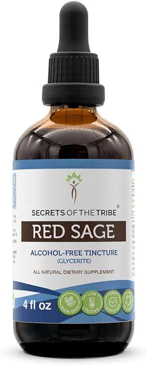 Secrets of the Tribe Red Sage Tincture Alcohol-Free Extract, Red Sage (Salvia Miltiorrhiza) Dried Root Tincture Supplement 4 OZ - Image 1