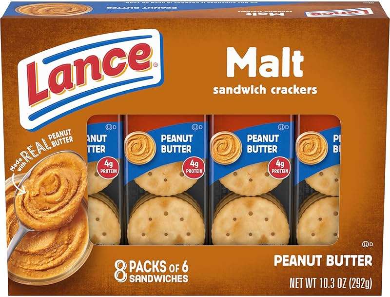 Lance Sandwich Crackers, Malt with Peanut Butter, 8 Ct Box - Image 1