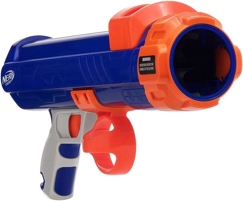 Nerf Dog Tennis Ball Blaster Dog Toy Blue/Orange, 16 Inch Compact Blaster with 1 Ball - Image 1