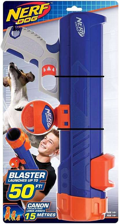 Nerf Dog Tennis Ball Blaster Dog Toy Blue/Orange, 16 Inch Compact Blaster with 1 Ball - Image 4