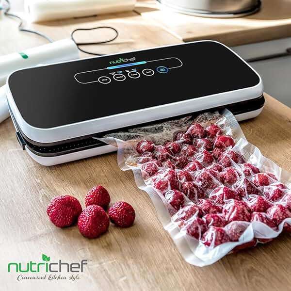 NutriChef Automatic Vacuum Air Sealing System for Food Preservation with Starter Kit, Compact Design, Lab Tested, Dry & Moist Food Modes with Led Indicator Lights, Black - Image 2