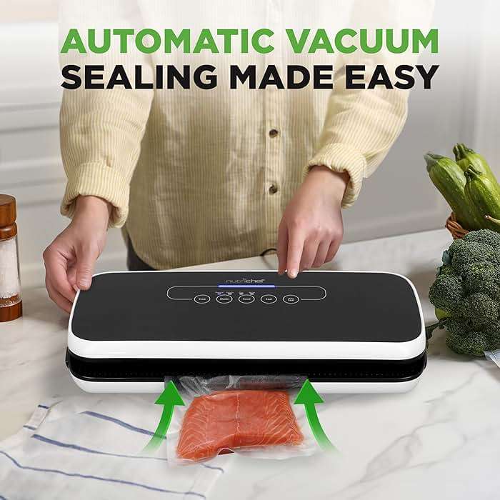 NutriChef Automatic Vacuum Air Sealing System for Food Preservation with Starter Kit, Compact Design, Lab Tested, Dry & Moist Food Modes with Led Indicator Lights, Black - Image 4