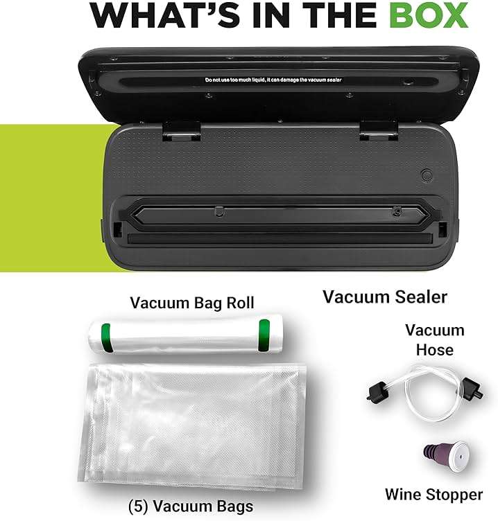 NutriChef Automatic Vacuum Air Sealing System for Food Preservation with Starter Kit, Compact Design, Lab Tested, Dry & Moist Food Modes with Led Indicator Lights, Black - Image 8