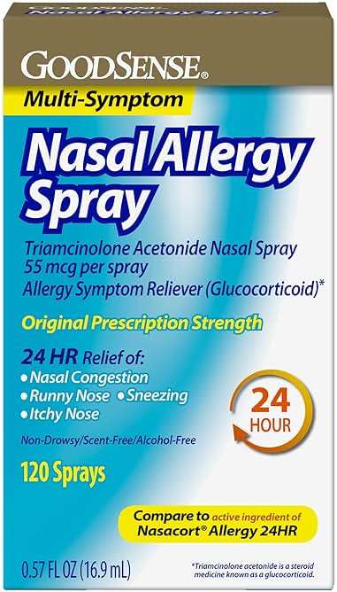 GoodSense Multi-Symptom Nasal Allergy Spray, Triamcinolone Acetonide Nasal Allergy Spray, 55 mcg per spray, 0.57 Fluid Ounces - Image 1