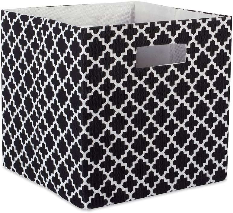 DII Hard Sided Collapsible Fabric Storage Container for Nursery, Offices, & Home Organization, (13x13x13) - Lattice Black - Image 1
