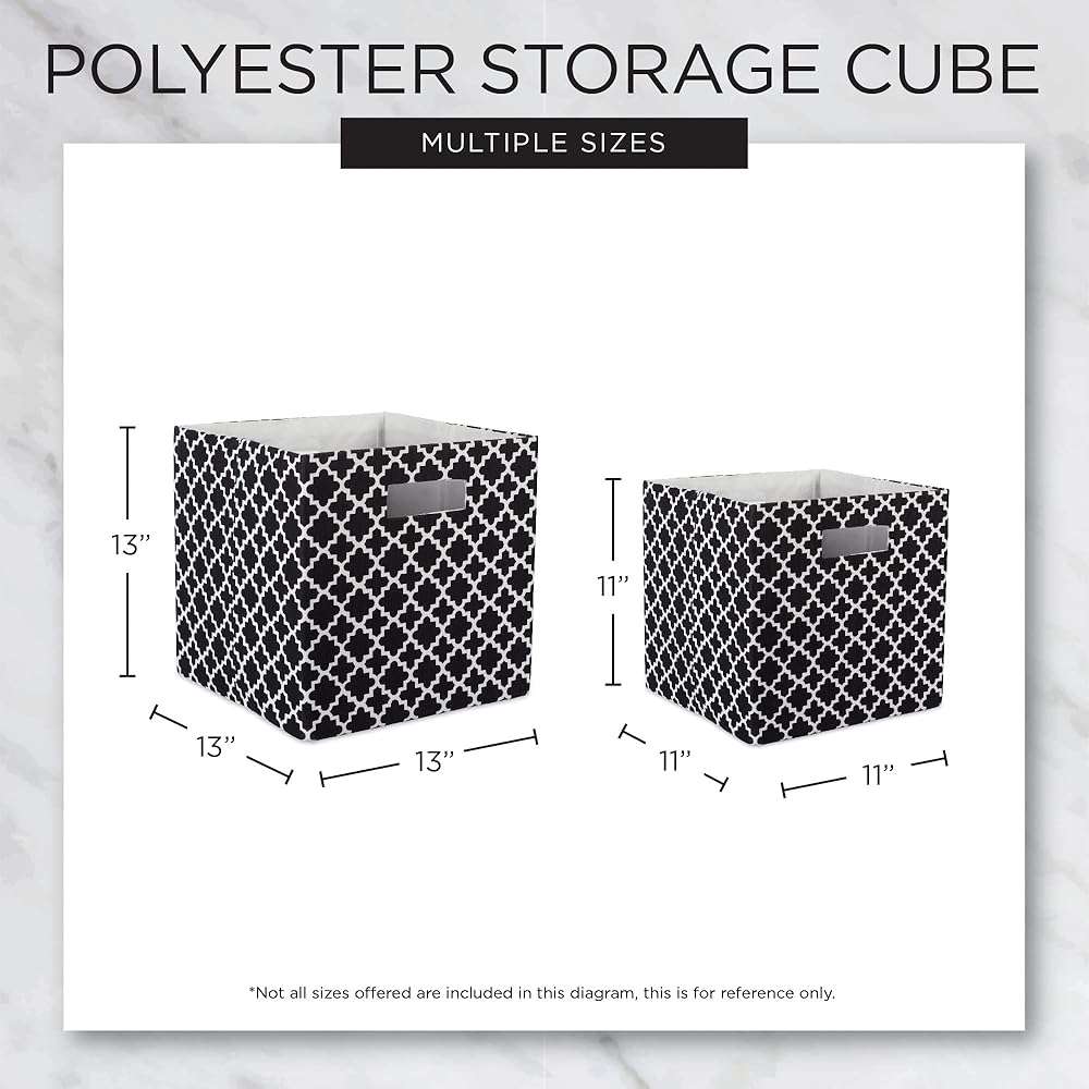 DII Hard Sided Collapsible Fabric Storage Container for Nursery, Offices, & Home Organization, (13x13x13) - Lattice Black - Image 2