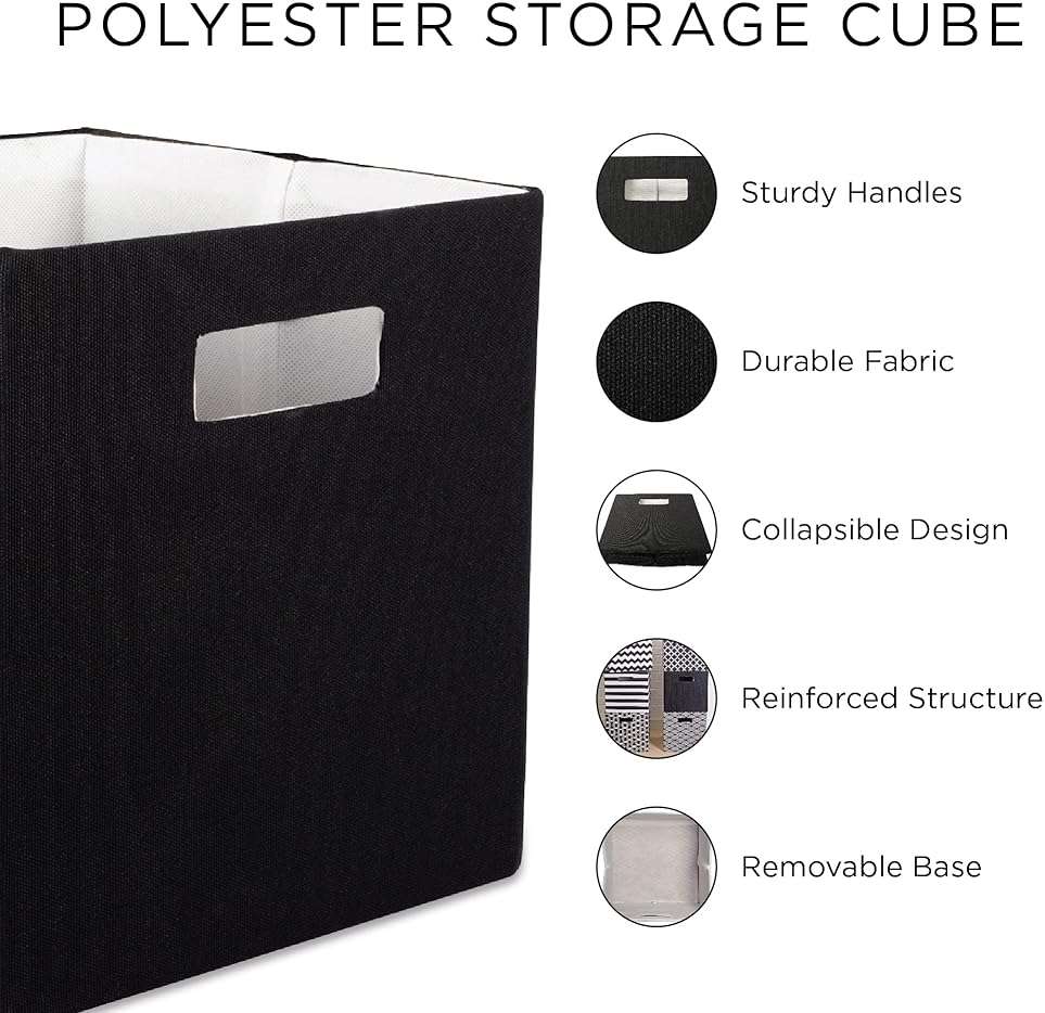 DII Hard Sided Collapsible Fabric Storage Container for Nursery, Offices, & Home Organization, (13x13x13) - Lattice Black - Image 8