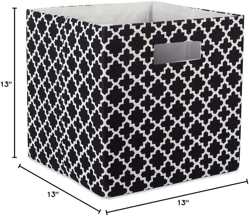 DII Hard Sided Collapsible Fabric Storage Container for Nursery, Offices, & Home Organization, (13x13x13) - Lattice Black - Image 9