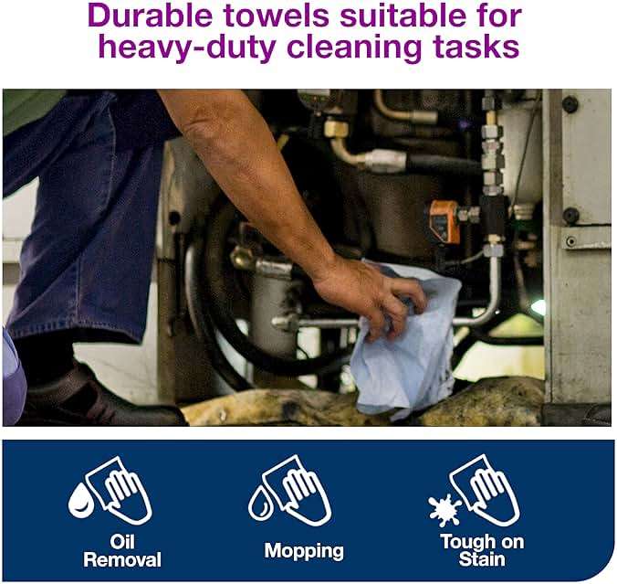 Tork ShopMax Heavy Duty Paper Shop Towel Blue, High Absorbency, 30 rolls x 60 Sheets, 450360 - Image 3
