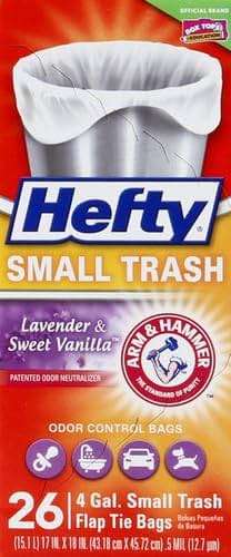 Hefty Small Trash Bags, Flap Tie, Lavender & Sweet Vanilla Scent, 4 Gallon, 26 Count - Image 3