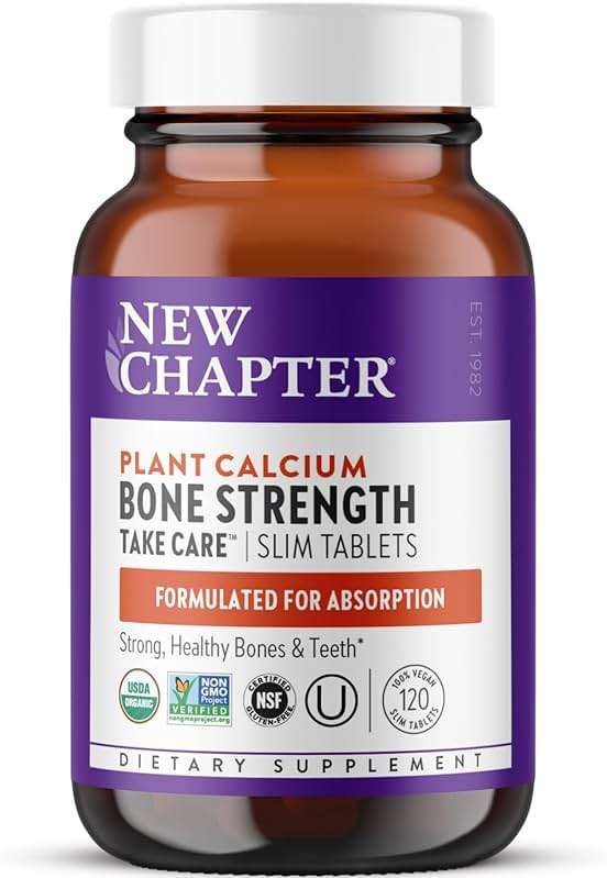 New Chapter Bone Strength Take Care - Bone & Heart Health Supplement - Clinically Studied Plant Calcium from Red Marine Algae - Vegan, Organic, Gluten Free & Kosher - 120 Slim Tablets - Image 1
