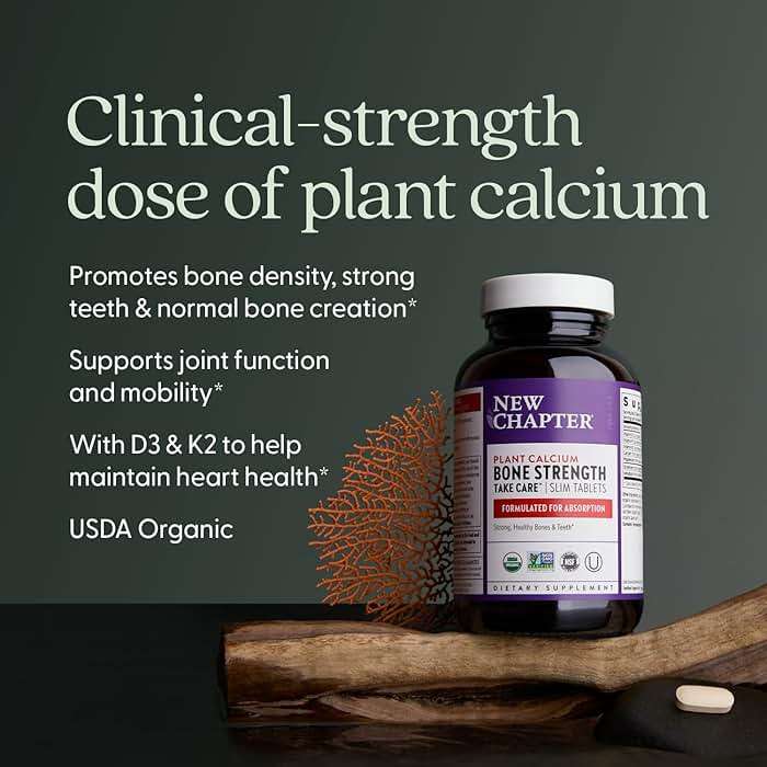 New Chapter Bone Strength Take Care - Bone & Heart Health Supplement - Clinically Studied Plant Calcium from Red Marine Algae - Vegan, Organic, Gluten Free & Kosher - 120 Slim Tablets - Image 3