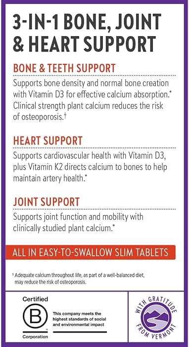 New Chapter Bone Strength Take Care - Bone & Heart Health Supplement - Clinically Studied Plant Calcium from Red Marine Algae - Vegan, Organic, Gluten Free & Kosher - 120 Slim Tablets - Image 8