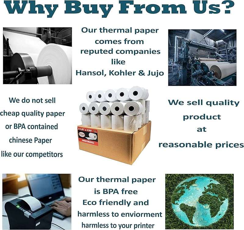(10 Rolls) 3 1/8 x 230 Thermal Paper Receipt Rolls (55 GSM - 80mm x 70m) Fits All POS Cash Registers TM-T88III, TM-T88IV, TM-T88V, TSP100, CT-S300, CT-S2000, BPA Free from BuyRegisterRolls - Image 3