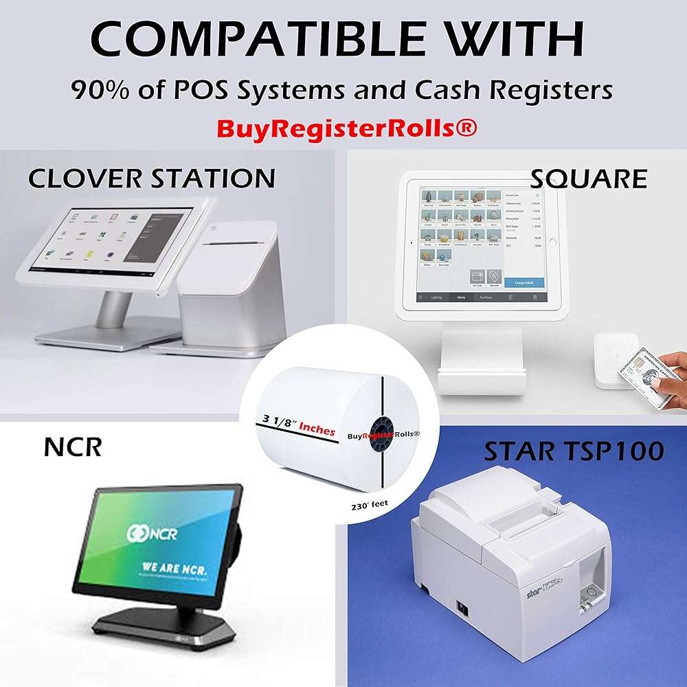 (10 Rolls) 3 1/8 x 230 Thermal Paper Receipt Rolls (55 GSM - 80mm x 70m) Fits All POS Cash Registers TM-T88III, TM-T88IV, TM-T88V, TSP100, CT-S300, CT-S2000, BPA Free from BuyRegisterRolls - Image 5