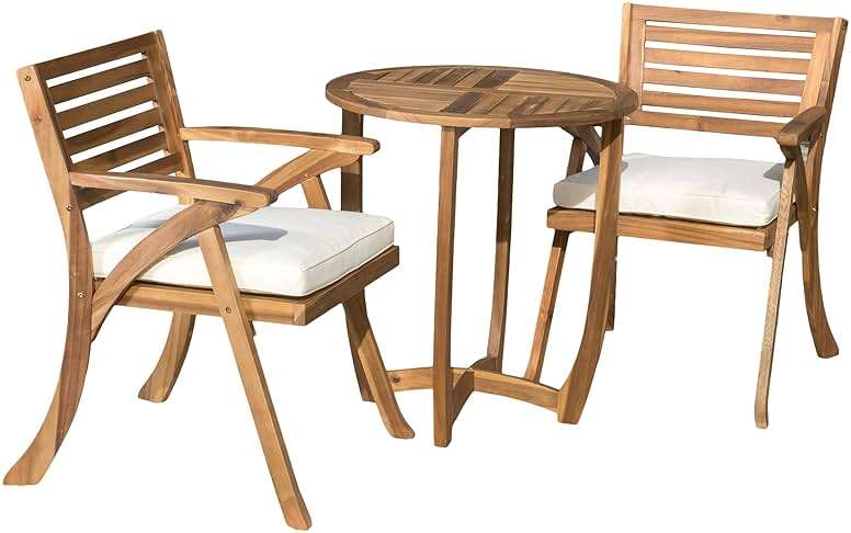 Christopher Knight Home Coronado Acacia Wood Bistro Set, 3-Pcs Set, Teak Finish - Image 1