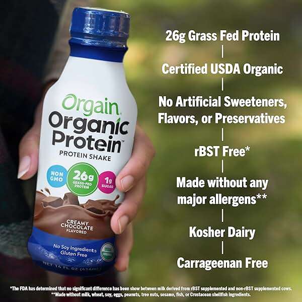 Orgain Organic Protein Shake, Grass Fed Dairy, Creamy Chocolate - 26g High Protein Whey Shake, Ready to Drink, Gluten Free, No Soy Ingredients, No Sugar Added, 14 Fl Oz (Pack of 12) - Image 4