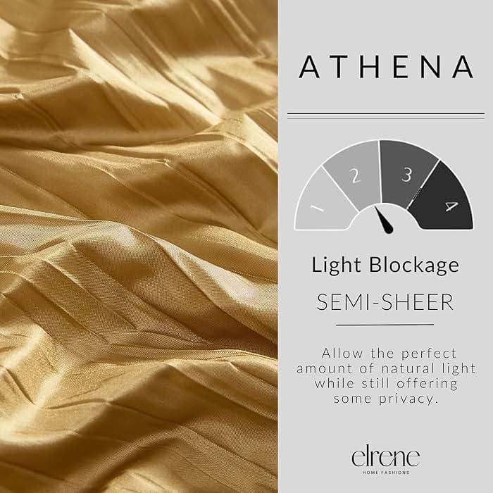 Elrene Home Fashions Athena Faux Crushed-Silk Window Curtain Panel and Valance Set, 52"x95" (2 Panels) & 1 Valance, Gold - Image 5