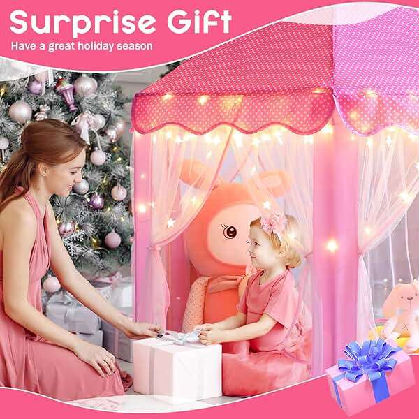 Monobeach Princess Tent Girls Large Playhouse Kids Castle Play Tent with Star Lights Toy for Children Indoor and Outdoor Games, 55'' x 53'' (DxH) - Image 4