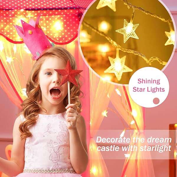 Monobeach Princess Tent Girls Large Playhouse Kids Castle Play Tent with Star Lights Toy for Children Indoor and Outdoor Games, 55'' x 53'' (DxH) - Image 5