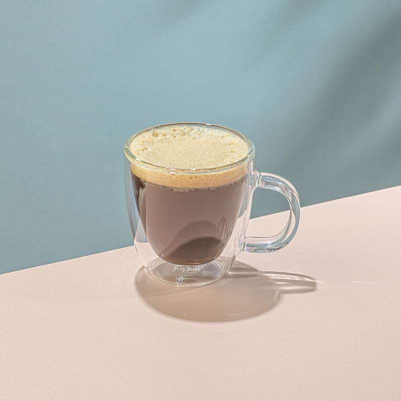 JoyJolt Savor Double Wall Insulated Glasses Espresso Mugs (Set of 2) - 5.4-Ounces - Image 2